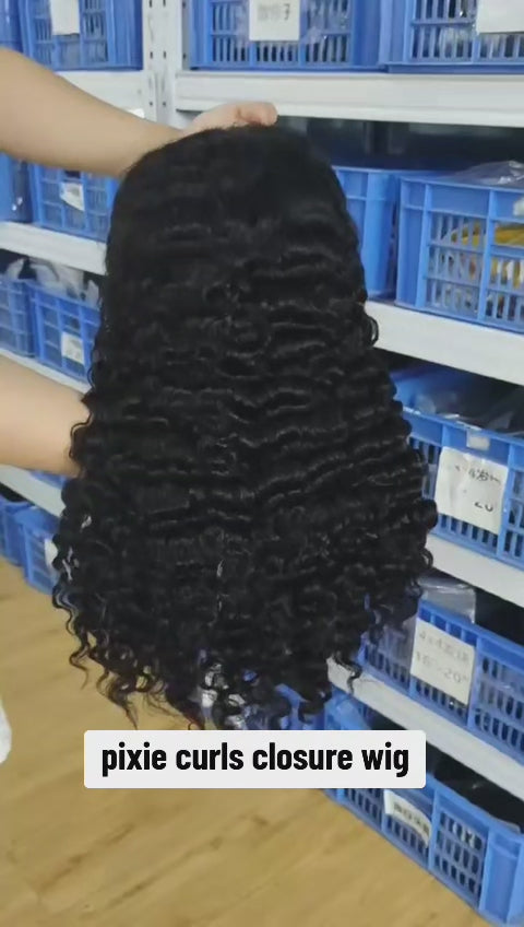 16 inch Pixie Curls human hair wig